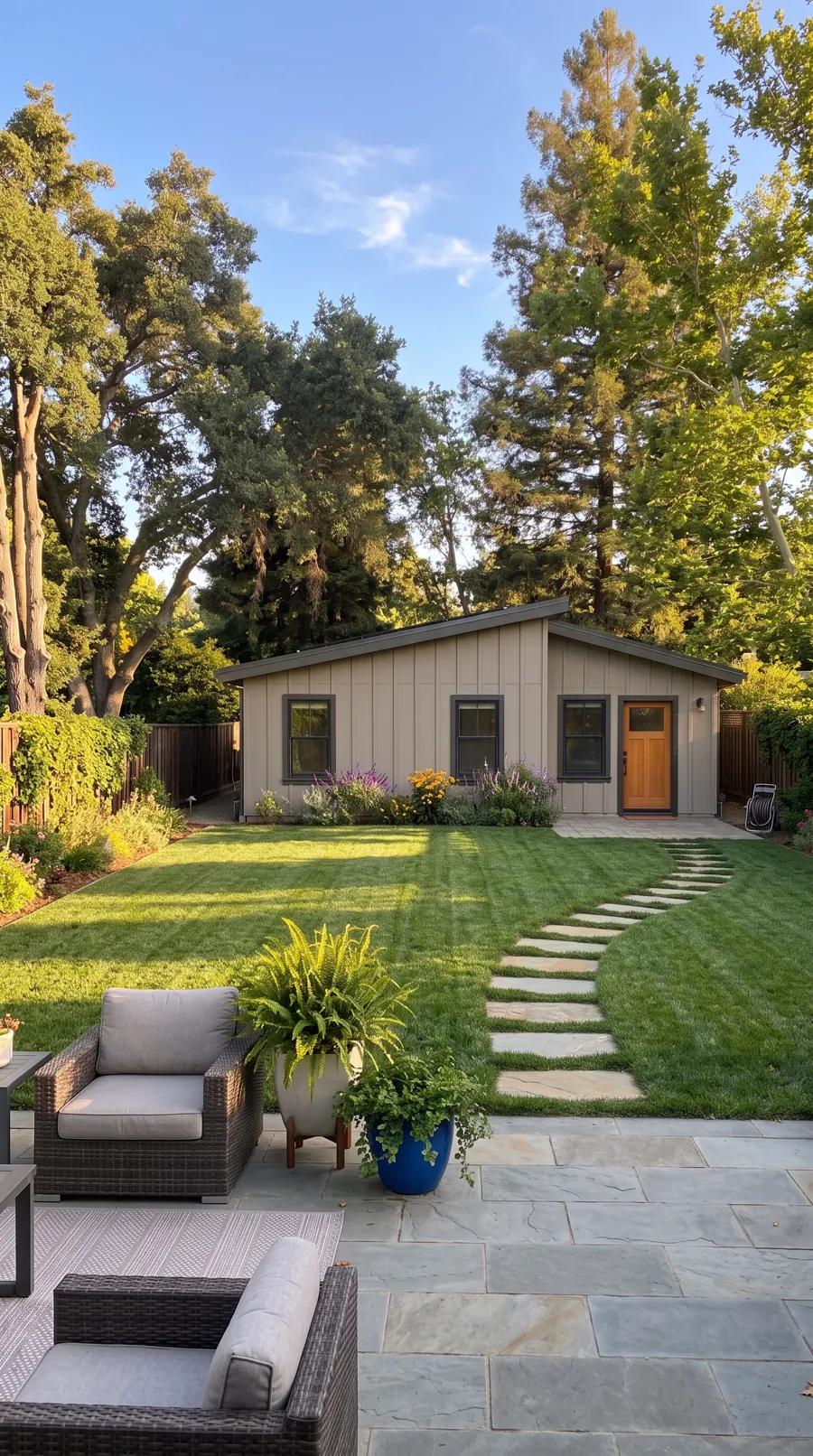 The same backyard envisioned with a detached ADU